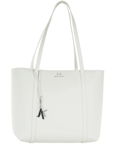Armani Exchange Zip shopper tasche stilvolles modell - Weiß