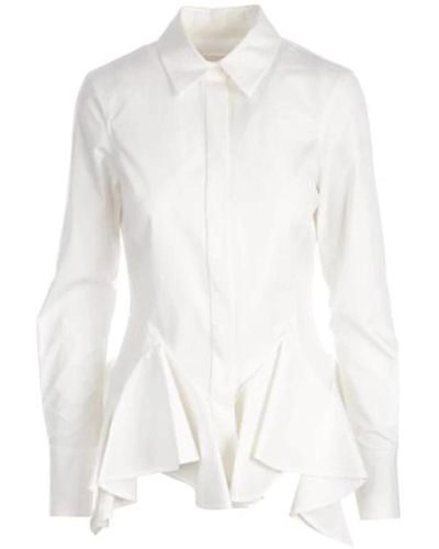 Givenchy Weiße taillierte baumwollpopeline-bluse mit volant-saum