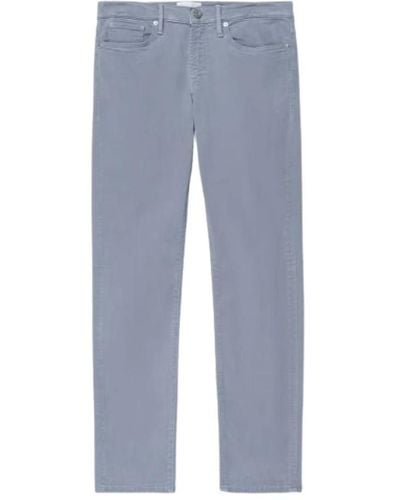 FRAME Pantaloni slim-fit in twill spazzolato - Blu