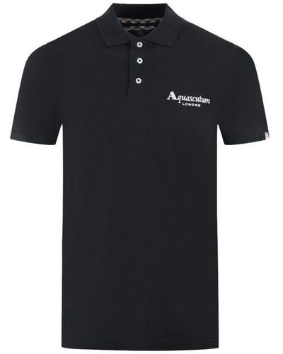 Aquascutum Polo-shirt aus baumwolle mit kontrastlogo - Schwarz