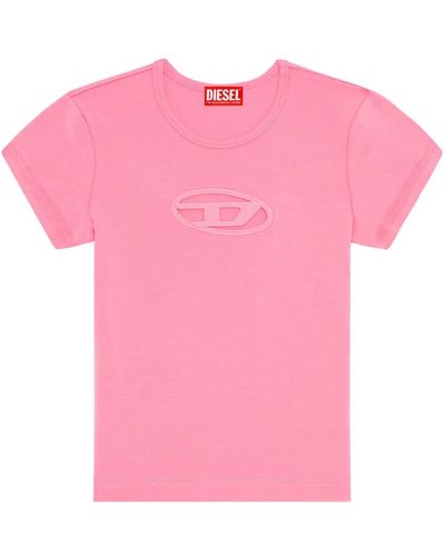 DIESEL T-shirt mit cutout-logo - Pink