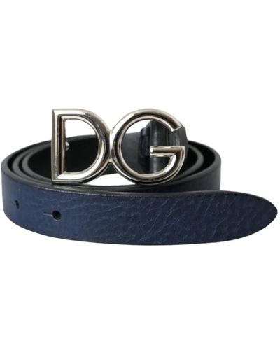 Dolce & Gabbana Cintura in pelle blu con logo