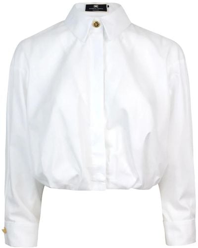 Elisabetta Franchi Camicia bianca in popeline di cotone - Bianco