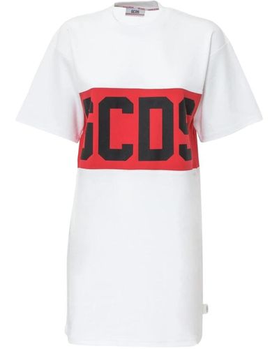Gcds Vestido t-shirt blanco con logo