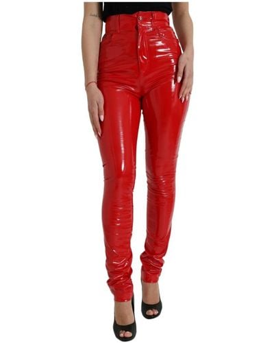 Dolce & Gabbana Luxuriöse rote high-waist skinny hose