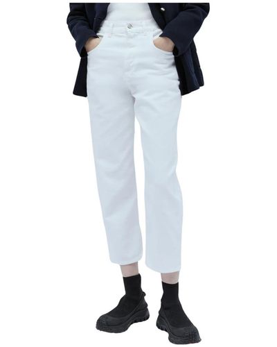 Moncler Mid rise cropped jeans mit rückenlogo-patch - Blau