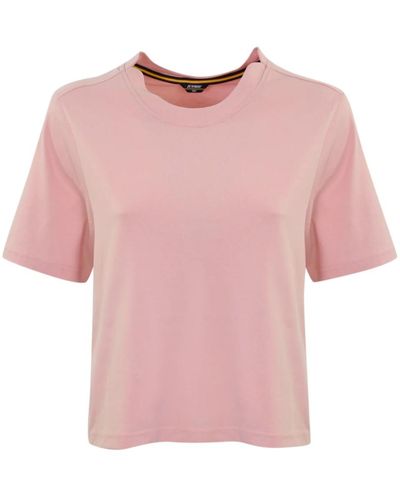 K-Way Baumwoll-t-shirt mit seitenschlitzen - Pink
