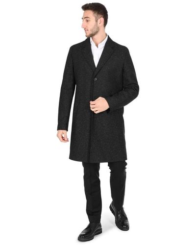 BOSS Hugo cappotto uomo nero in lana
