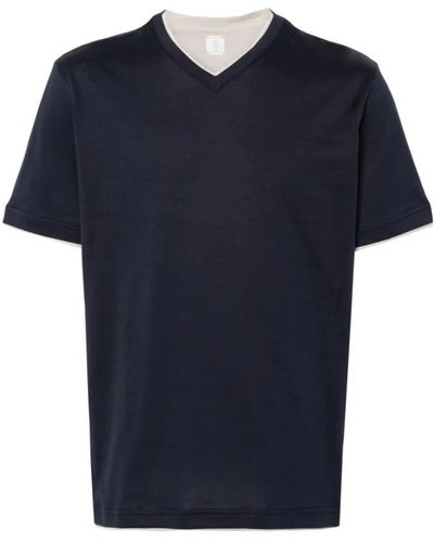 Eleventy Navy v-neck baumwoll t-shirt - Blau