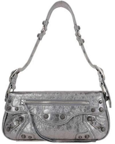 Balenciaga Bags,laminierte lederschultertasche mit metall-details - Grau