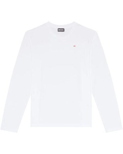 DIESEL Langarm-t-shirt mit mikrologo - Weiß