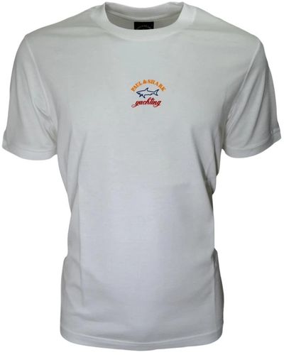 Paul & Shark Colore bianco cop 1096 camiseta de algodón orgánico con logo - Gris