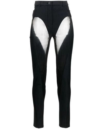 Mugler Durchsichtige panel flare hose - Schwarz