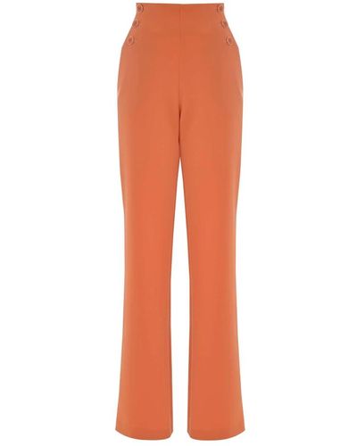 Kocca Elegantes pantalones de talle alto con botones - Naranja