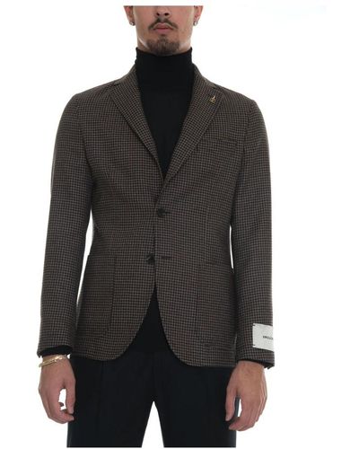 Paoloni Houndstooth slim fit wool jacket - Nero