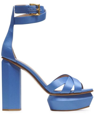 Balmain Ava satin platform sandals - Blau