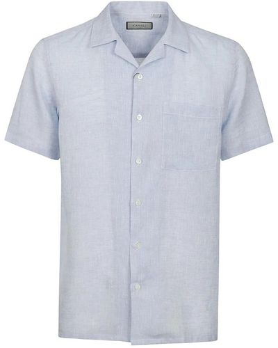 Canali Short Sleeve Shirts - Blue