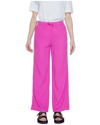 ONLY Leinen pull-up weite hose - Pink