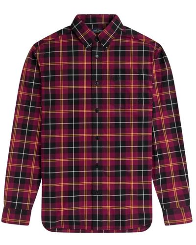 Fred Perry Camicia tartan tawny port - Rosso