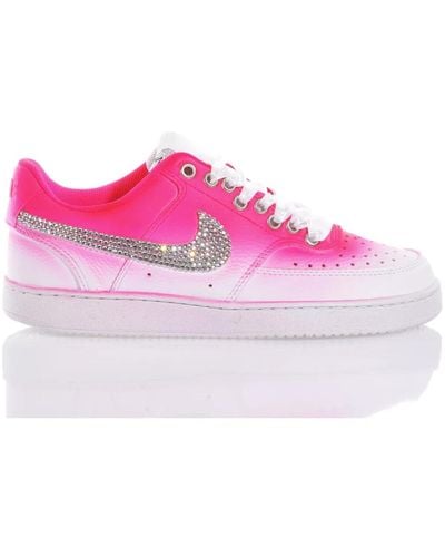 Nike Handgefertigte weiße rosa sneakers angepasst - Pink