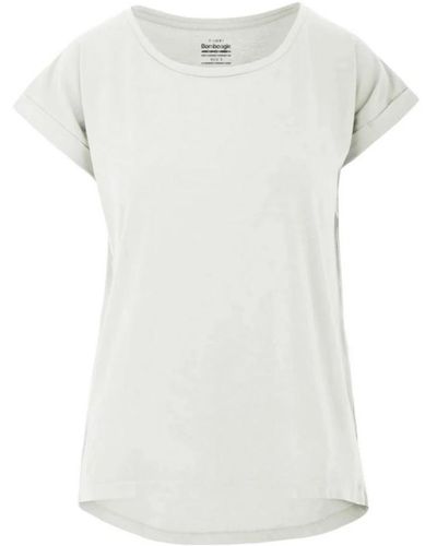 Bomboogie Magliette bianca mezza manica in lino - Bianco