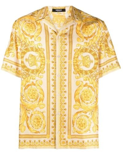 Versace Short Sleeve Shirts - Yellow