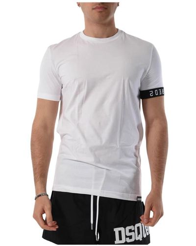 DSquared² Baumwoll-t-shirt mit logoband - Weiß