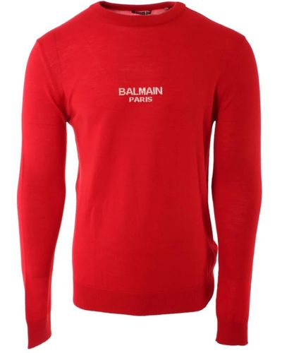 Balmain Round-Neck Knitwear - Red