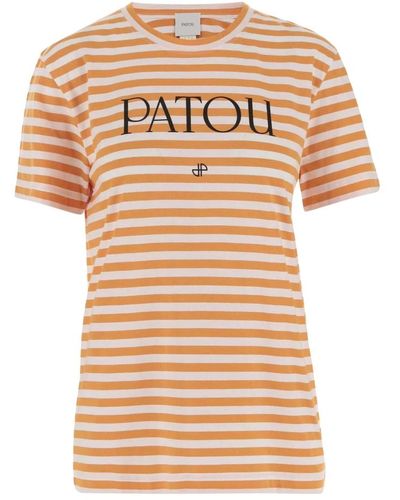 Patou Gestreiftes crew neck baumwoll t-shirt - Natur