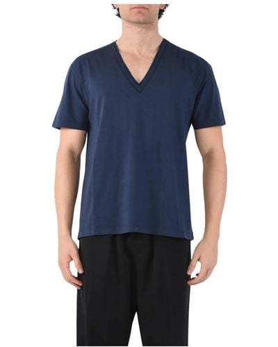 Mauro Grifoni T-shirt in cotone con scollo a v vestibilità regolare - Blu