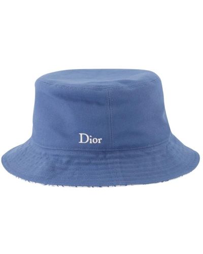 Dior Wendbare blaue oblique fransige baumwollmütze