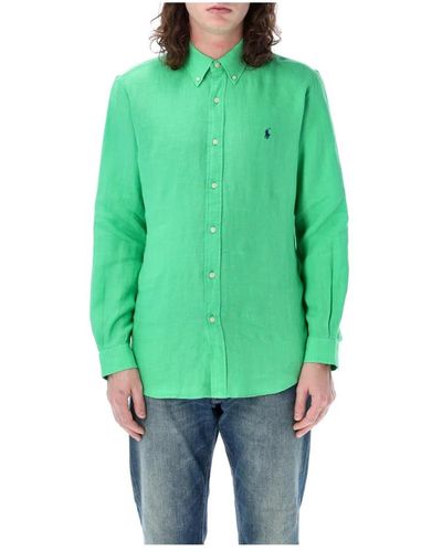 Ralph Lauren Camicia verde in lino custom fit