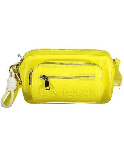 Desigual Gelbe polyethylen-handtasche mit mehreren fächern