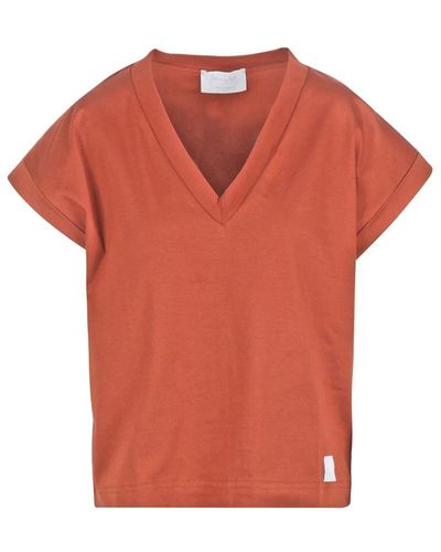 Daniele Fiesoli T-shirt in cotone con scollo a v e logo - Arancione