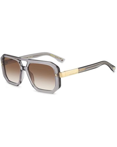 DSquared² Sonnenbrille mit grauem rahmen und braun getönten gläsern - Mettallic