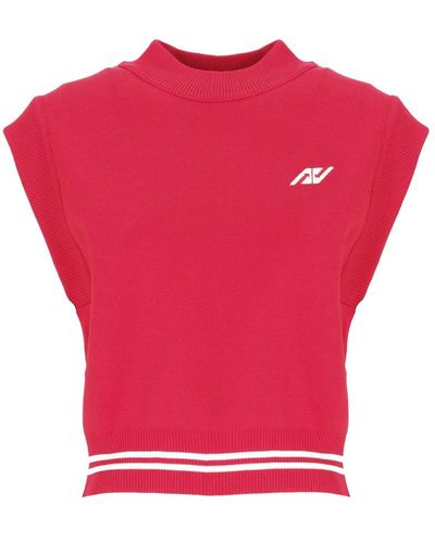 Autry Top rojo sin mangas con logo a contraste