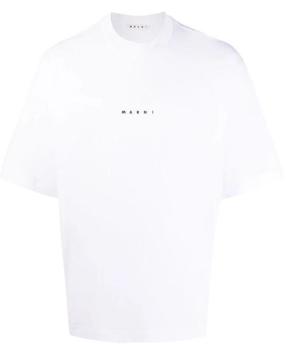 Marni Bedrucktes baumwoll-logo-t-shirt - Weiß