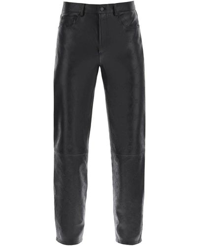 Marine Serre Trousers > leather trousers - Noir