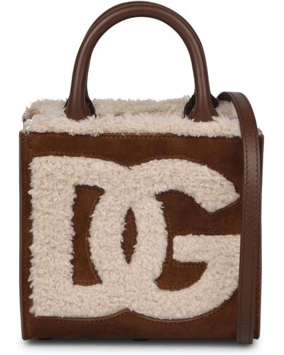Dolce & Gabbana Mini dg daily borsa tote in camoscio - Marrone