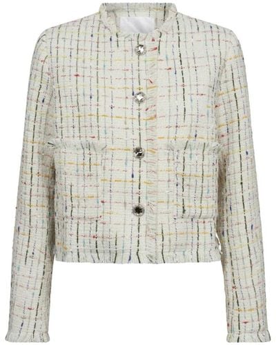 co'couture Off white boucle jacke mit farbenfrohem karomuster - Grau