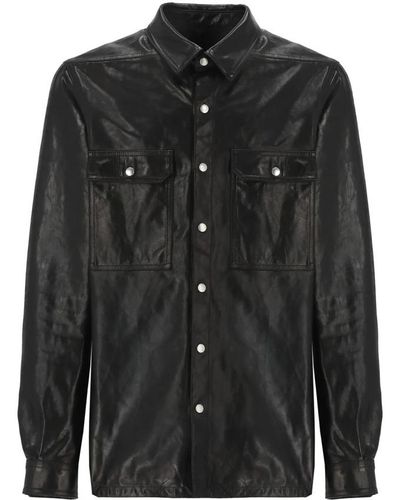 Rick Owens Leather Jackets - Black