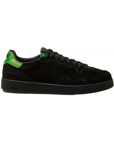 P448 Sneakers skate in camoscio nero e verde neon