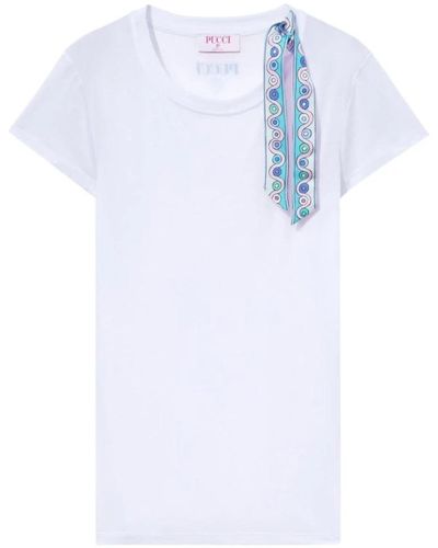 Emilio Pucci Weißes jersey t-shirt mit banddetail