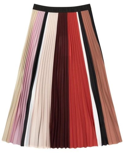 Munthe Plissierter rock mit elastischem bund und trendigem print - Rot