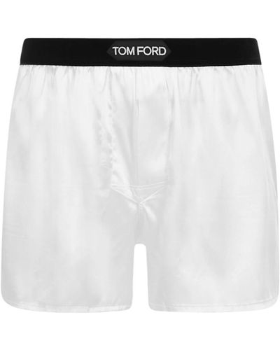 Tom Ford Boxer in seta bianchi con cinturino in velluto - Bianco