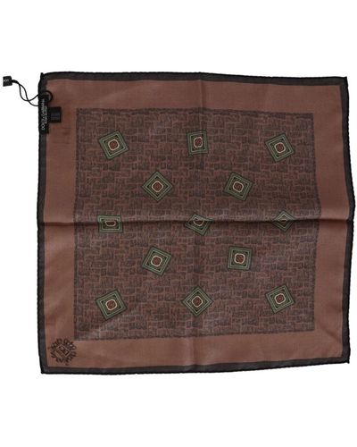 Dolce & Gabbana Patterned Silk Square Handkerchief Scarf - Brown