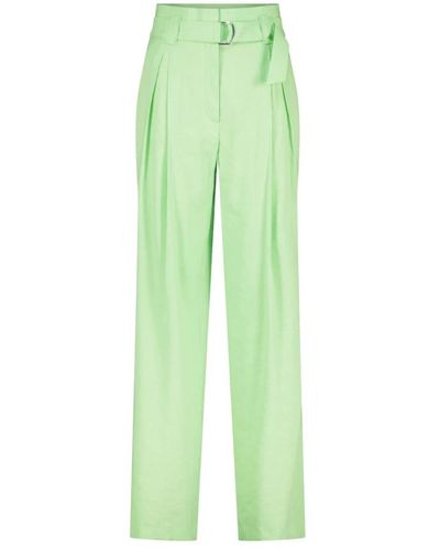 Marc Cain Pantalones de lino de cintura alta y ancha - Verde
