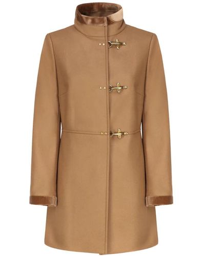 Fay Single-Breasted Coats - Brown