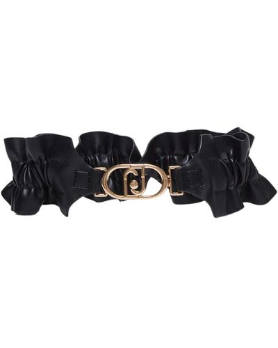 Liu Jo Cinturón elástico fruncido con logo - Negro