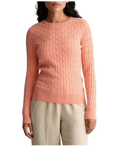 GANT Stretch cotton cable c-neck suéter - Rojo